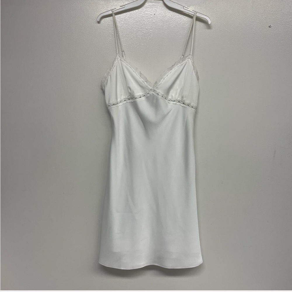 White Lace Trim Slip Dress